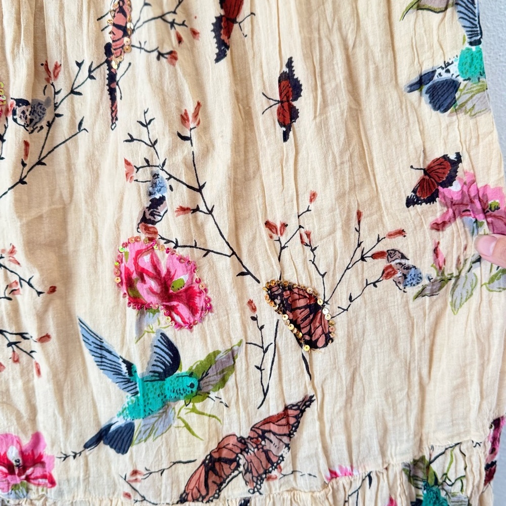 Z&L Europe Boho Cotton Maxi Dress with embroidered & beaded birds & butterflies - Picture 2 of 10